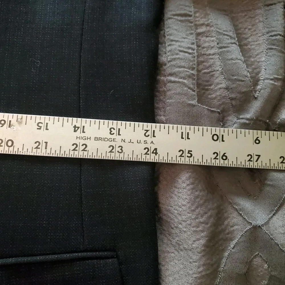 Vintage Pronto Uomo Platinum Mens 48L Black 100% Wool Blazer Sport Coat Jacket